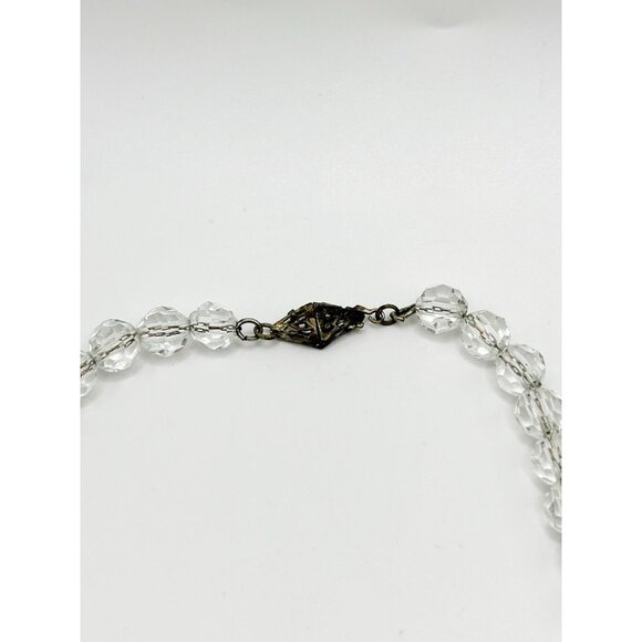 Vintage Graduated Faceted Crystal Bead On Chain Necklace 18.5” - Picture 2 of 9